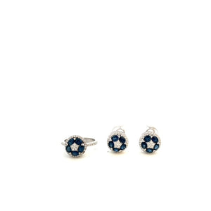 SET DE ANILLO Y ARETES CON DIAMANTES 0.76 Y ZAFIROS 3.54 SET DE ANILLO Y ARETES CON DIAMANTES 0.76 Y ZAFIROS 3.54