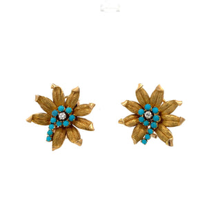 ARETES TURQUESA CON DIAMANTES ARETES TURQUESA CON DIAMANTES