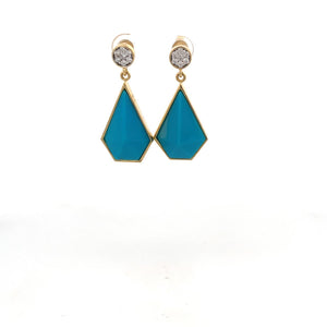 ARETES CON TURQUESA 18.69 Y DIAMANTES 0.40 ARETES CON TURQUESA 18.69 Y DIAMANTES 0.40