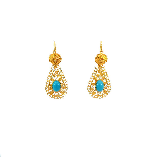 ARETES CON TURQUESA DE POLLERA