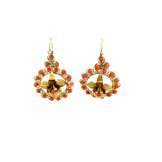 ARETES DE POLLERA CON CORALES