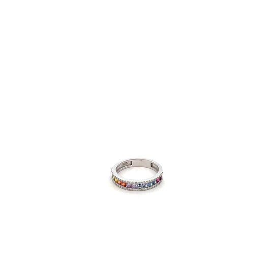 ANILLO ZAFIROS MULTICOLOR CON DIAMANTES