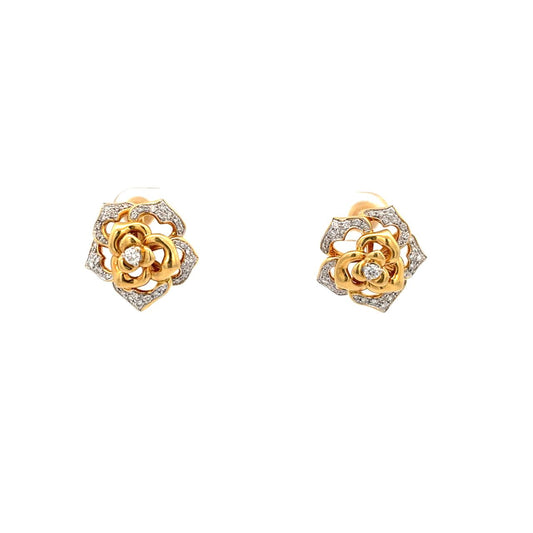 ARETES CON DIAMANTES FORMA DE FLOR