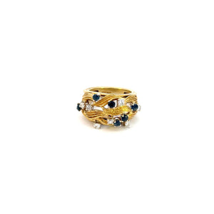 ANILLO DE MUJER ORO AMARILLO CON BRILLANTES / ZAFIRO ANILLO DE MUJER ORO AMARILLO CON BRILLANTES / ZAFIRO
