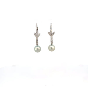 ARETES COLGANTES CON PERLAS ORO BLANCO Y BRILLANTES ARETES COLGANTES CON PERLAS ORO BLANCO Y BRILLANTES