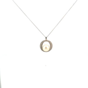 COLLAR EN ORO BLANCO CON PERLA Y DIAMANTES COLLAR EN ORO BLANCO CON PERLA Y DIAMANTES