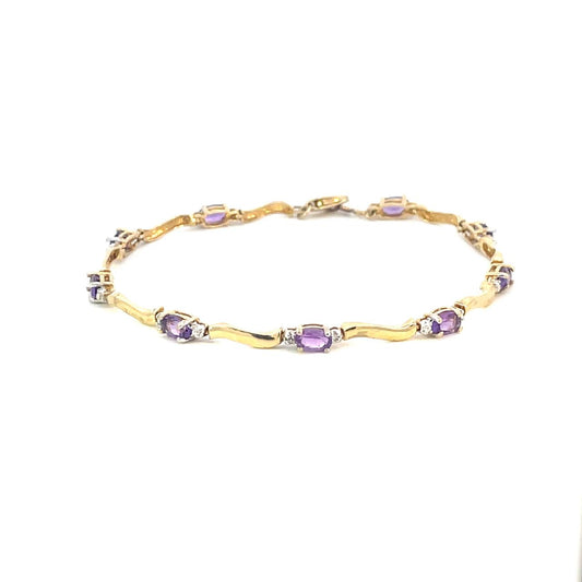 PULSERA CON DIAMANTES Y AMATISTAS