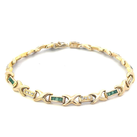 PULSERA CON DIAMANTES Y ESMERALDAS
