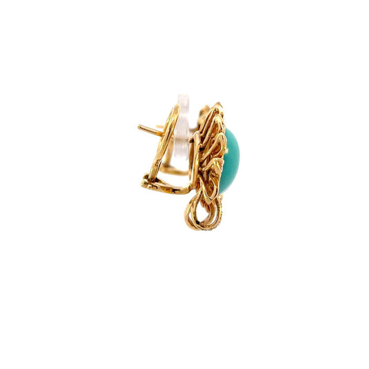 ARETES CON TURQUESA Y DIAMANTES