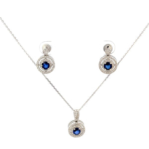 SET DE COLLAR Y ARETES CON BRILLANTES Y ZAFIRO SET DE COLLAR Y ARETES CON BRILLANTES Y ZAFIRO