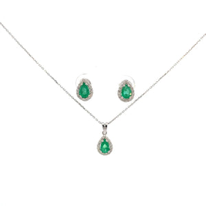 SET DE COLLAR Y ARETES CON BRILLANTES Y ESMERALDA SET DE COLLAR Y ARETES CON BRILLANTES Y ESMERALDA