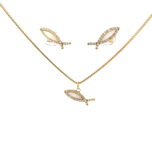 SET DE ARETES Y DIJE CON BRILLANTES