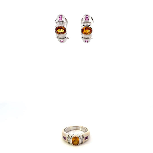 SET DE ARETES Y ANILLO CON DIAMANTES