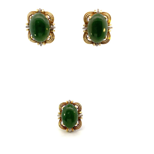 SET DE ARETES Y ANILLO CON DIAMANTES