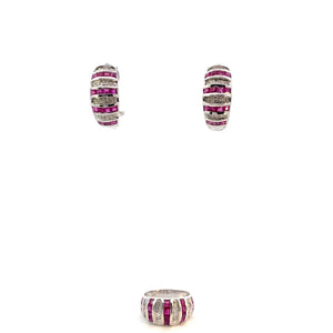 SET DE ARETES Y ANILLO DE DIAMANTES Y RUBIES SET DE ARETES Y ANILLO DE DIAMANTES Y RUBIES