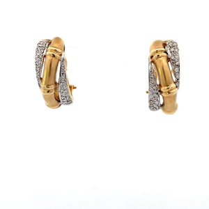 ARETES DOS TONOS CON DIAMANTES ARETES DOS TONOS CON DIAMANTES