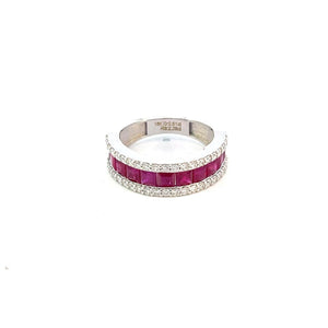ANILLO EN ORO BLANCO CON DIAMANTES Y RUBIES ANILLO EN ORO BLANCO CON DIAMANTES Y RUBIES