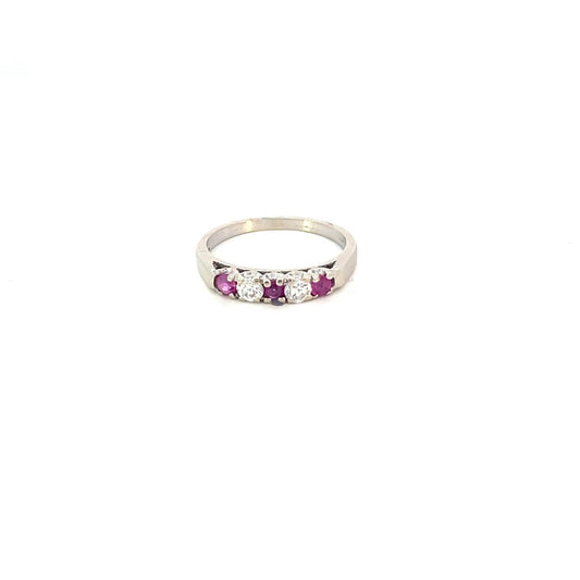 ANILLO EN ORO BLANCO CON DIAMANTES Y RUBIES