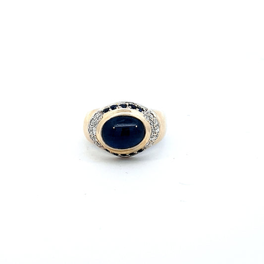 ANILLO DE DAMA CON ZAFIRO Y DIAMANTES