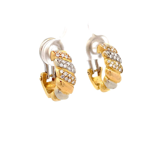 ARETES CON DIAMANTES DOS TONOS