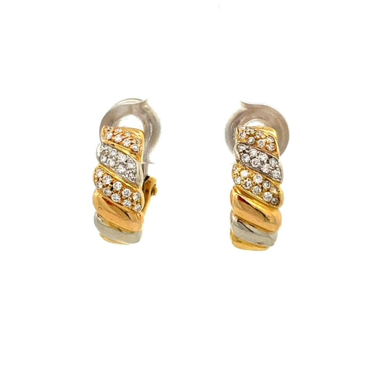 ARETES CON DIAMANTES DOS TONOS