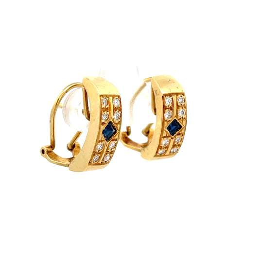 ARETES CON ZAFIRO Y DIAMANTES