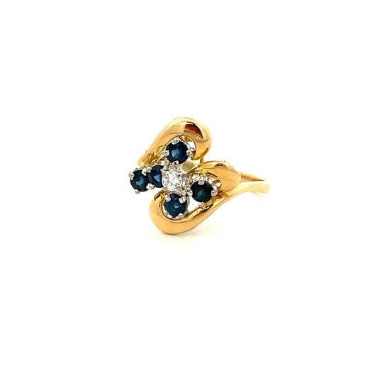 ANILLO DE DAMA CON ZAFIRO Y DIAMANTE