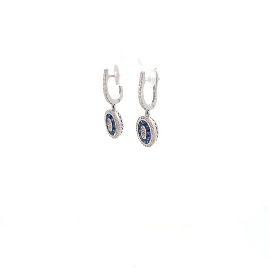 ARETES COLGANTES CON DIAMANTES Y ZAFIROS