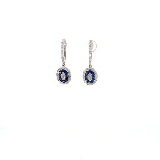 ARETES COLGANTES CON DIAMANTES Y ZAFIROS