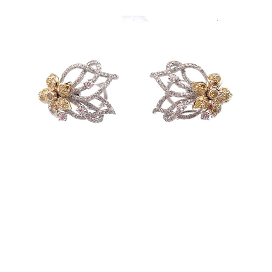 ARETES CON DIAMANTES EN AMARILLOS Y BLANCOS