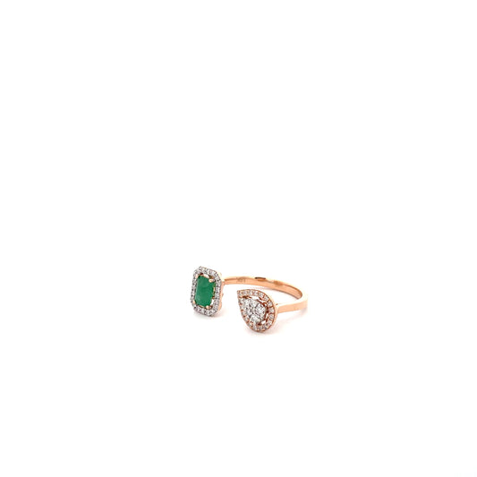 ANILLO ROSE GOLD CON ESMERALDA Y DIAMANTES