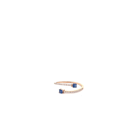 ANILLO ROSE GOLD CON DIAMANTES Y ZAFIROS