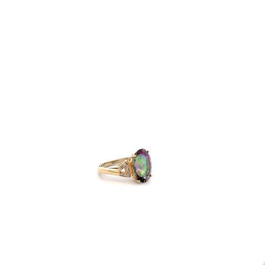 ANILLO CON DIAMANTES Y TOPACIO MISTICO