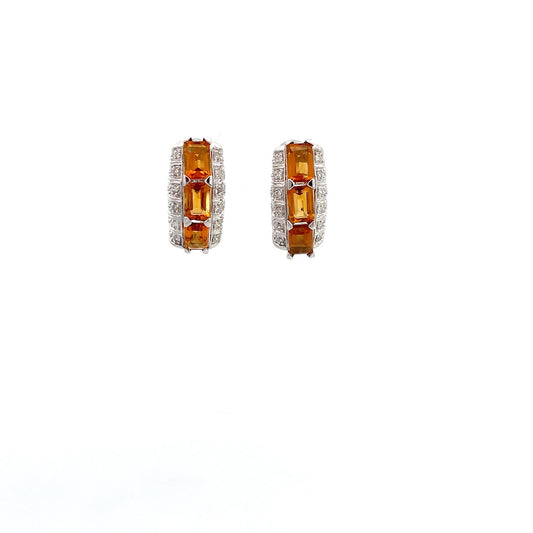 ARETES CON DIAMANTES Y CITRINO