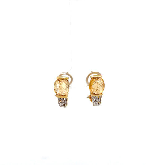 ARETES DE MUJER CON DIAMANTES Y CITRINO