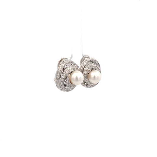 ARETES CON PERLA Y DIAMANTES