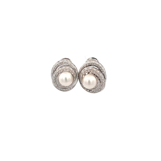 ARETES CON PERLA Y DIAMANTES