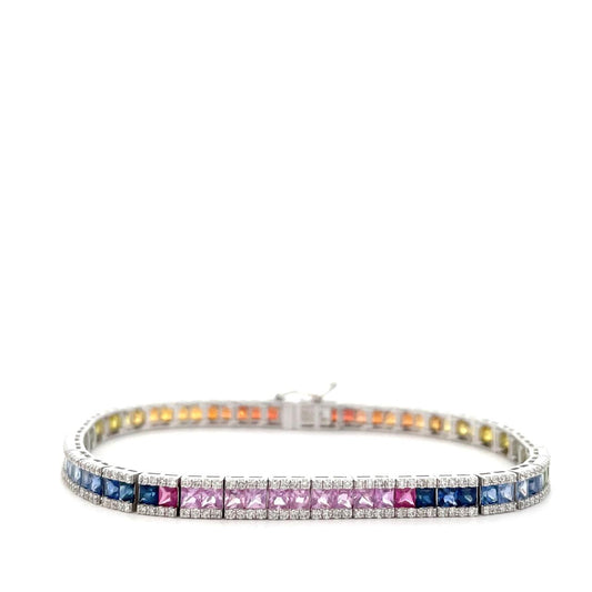 PULSERAS TENNIS DE ZAFIROS MULTICOLOR CON DIAMANTES