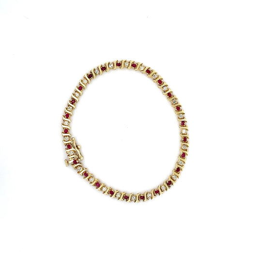 PULSERA TENNIS DE RUBIES CON DIAMANTES