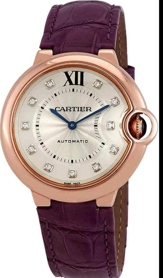 RELOJ CARTIER BALLON BLEU CON DIAMANTES PULSO DE CUERO