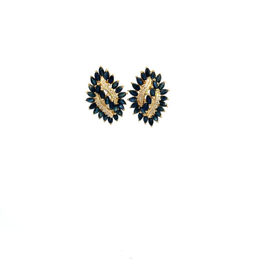 ARETES DE ZAFIROS Y DIAMANTES