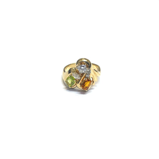 ANILLO DE CITRINO CON DIAMANTES