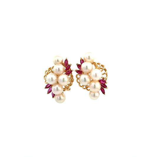 ARETES CON PERLAS, RUBIES Y DIAMANTES