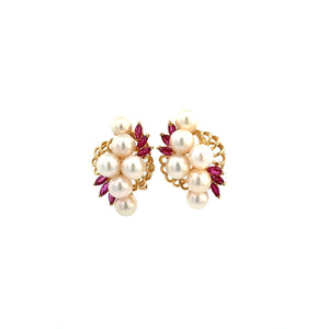 ARETES CON PERLAS, RUBIES Y DIAMANTES