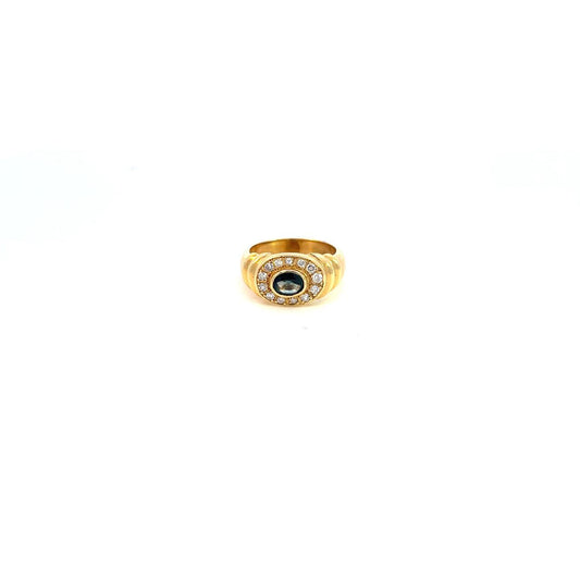 ANILLO DE DAMA CON DIAMANTES Y ZAFIRO