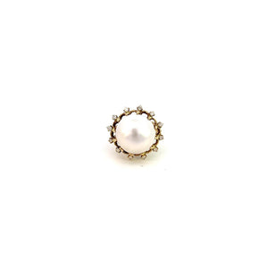 ANILLO DE ORO AMARILLO CON PERLAS Y DIAMANTES
