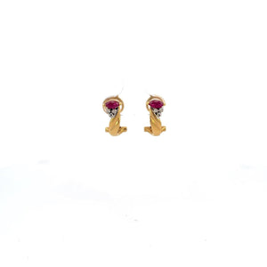 ARETES CON BRILLANTES Y RUBI