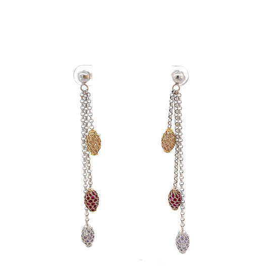ARETES EN ORO BLANCO COLGANTE
