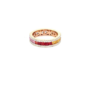 ANILLO CON DIAMANTES Y ZAFIROS MULTICOLORES