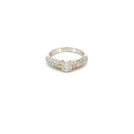 ANILLO EN ORO BLANCO CON BRILLANTES Y DIAMANTES